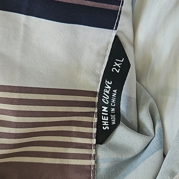 SHEIN Curve Retro 70s Striped Button Down Blouse - Picture 11 of 12